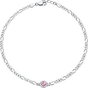 SILVERCUTE Figaro Anklets for Women, Sterling Silver Diamond Bracelet